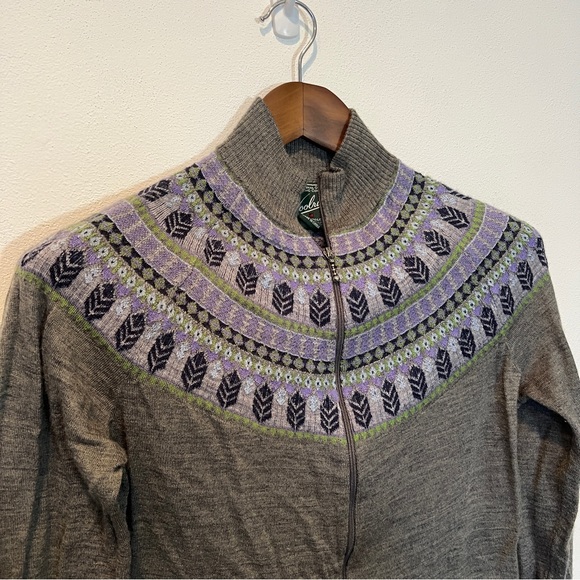 Woolrich Fair Isle Wool Blend Lightweight Zip Front Sweater Nordic - Picture 2 of 10